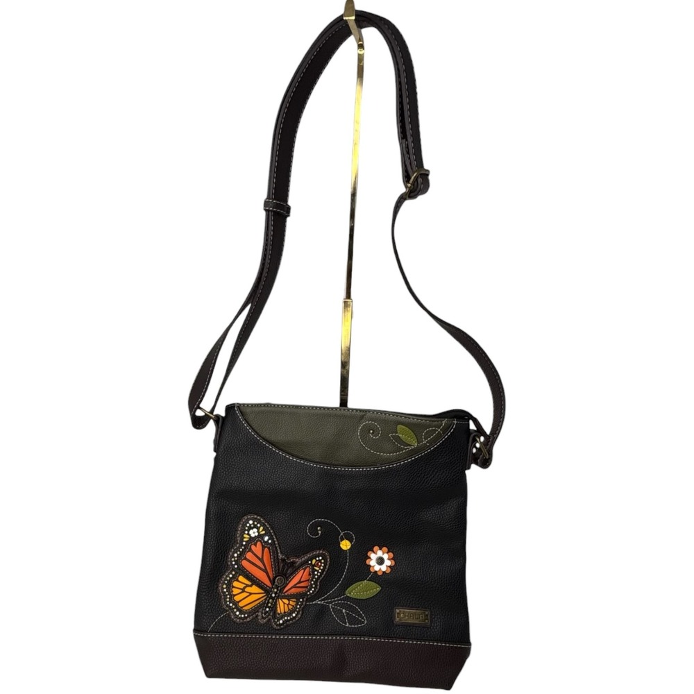 Chala Sweet Messenger Monarch Butterfly Crossbody Bag Black Vegan NWT 853MB6